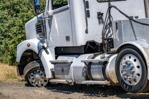 Crushed truck after a truck accident in Van Nuys, CA