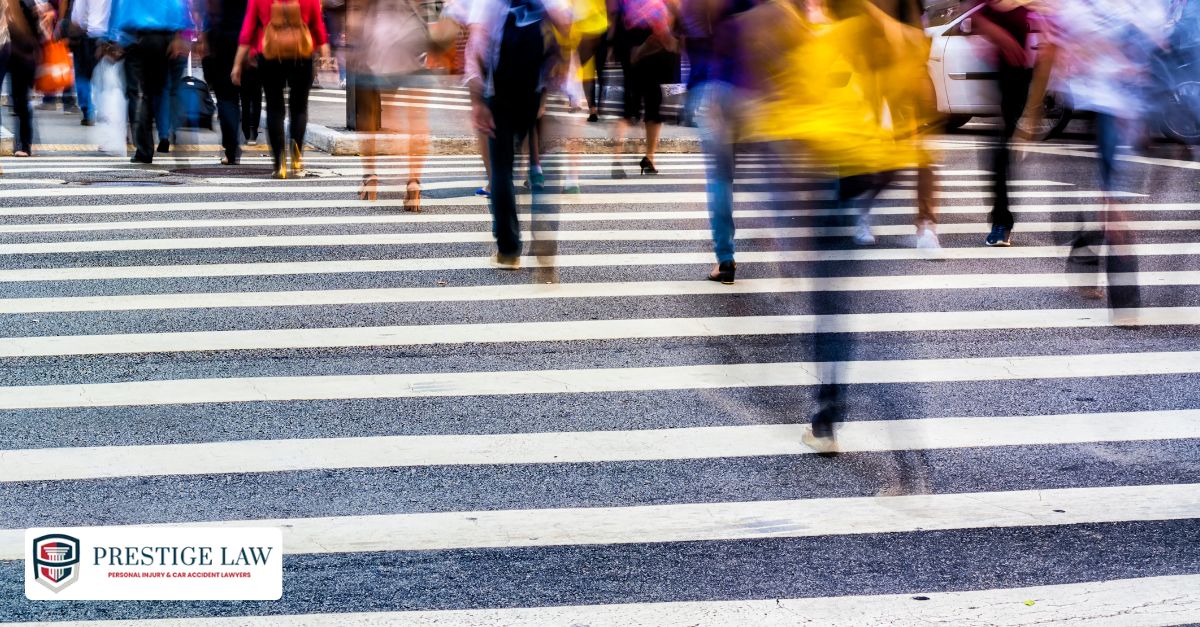 Pedestrian crossing mid-block as a car approaches