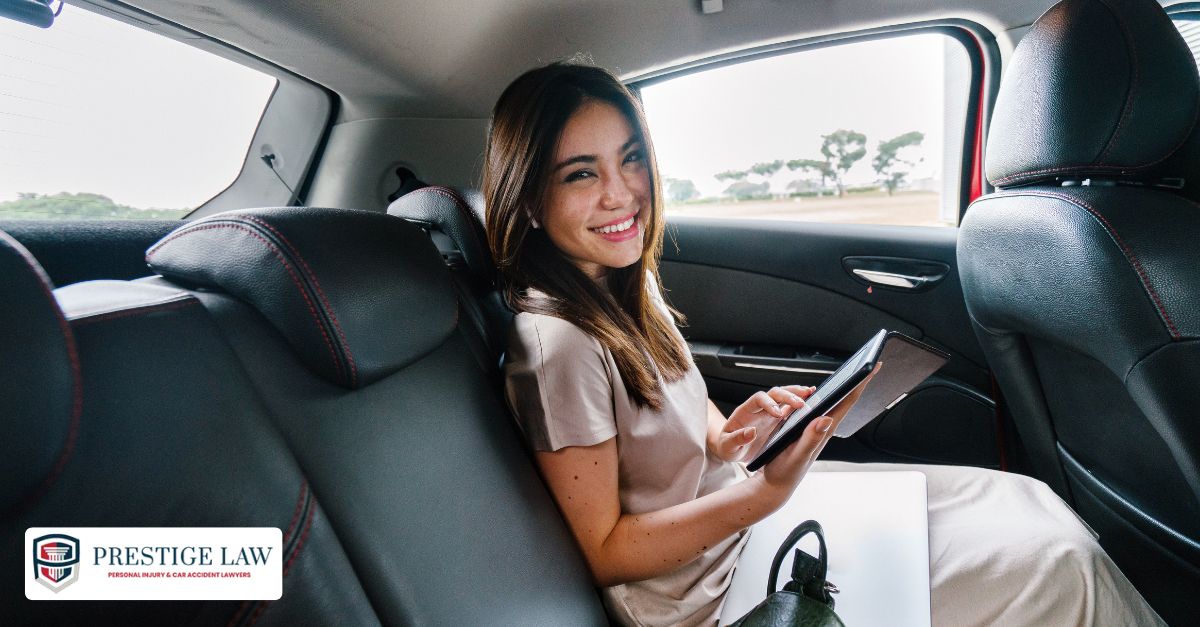 Passenger enjoying extra legroom in a modern sedan