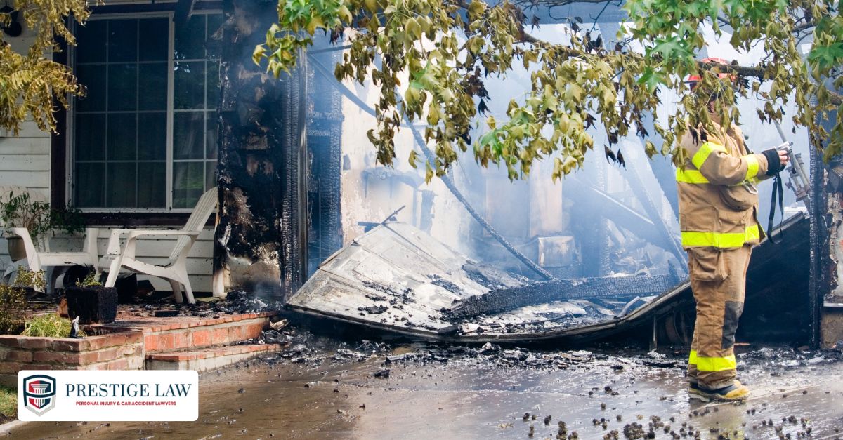 Homeowner photographing fire damage