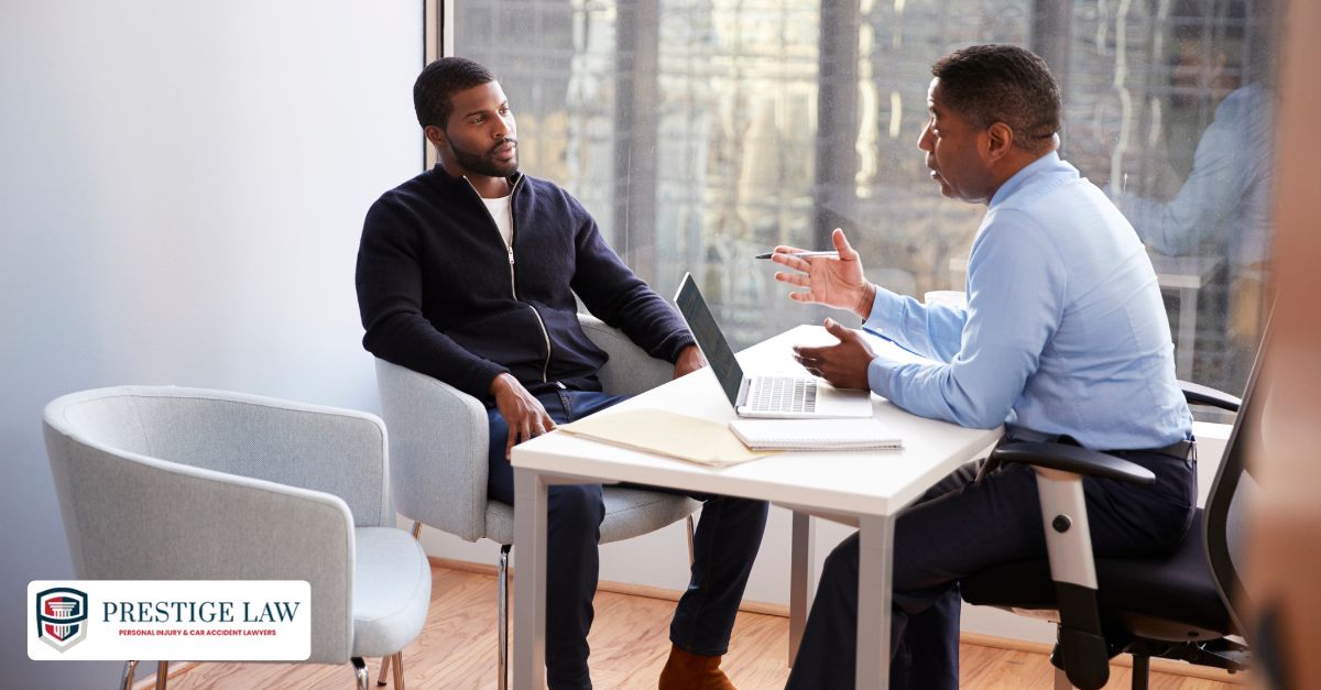 Lawyers conducting depositions and reviewing evidence during the discovery phase of a car accident lawsuit