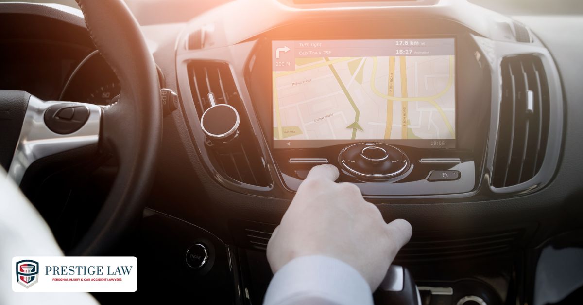 Driver distracted by GPS screen