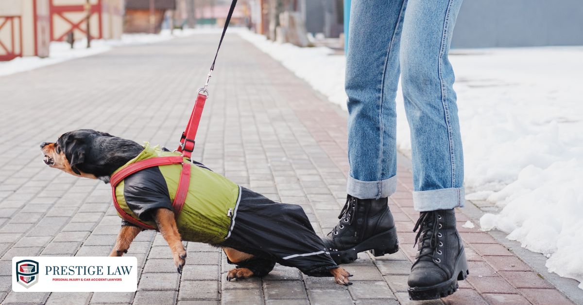 Police officer and animal control confronting a dog owner after a dangerous dog incident