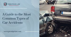 Illustration showing common types of car accidents, including rear-end collisions, side-impact crashes, head-on collisions, and multi-vehicle accidents on a roadway.